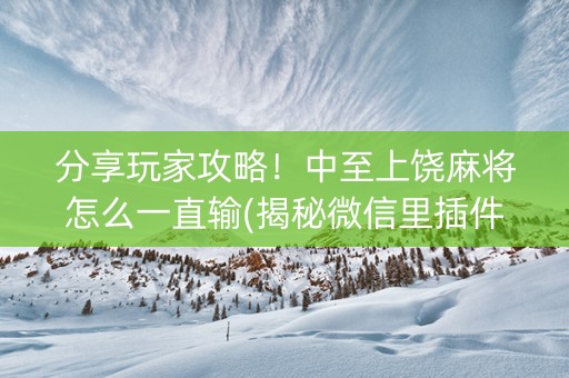 分享玩家攻略！中至上饶麻将怎么一直输(揭秘微信里插件下载)