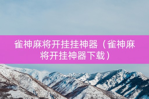 雀神麻将开挂挂神器（雀神麻将开挂神器下载）