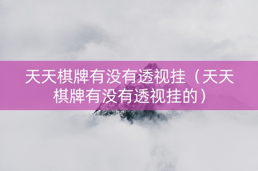 天天棋牌有没有透视挂（天天棋牌有没有透视挂的）