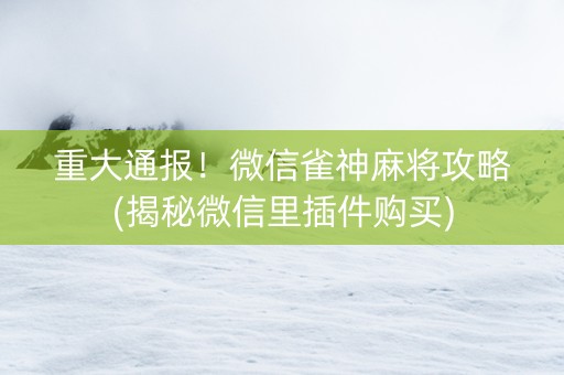 重大通报！微信雀神麻将攻略(揭秘微信里插件购买)