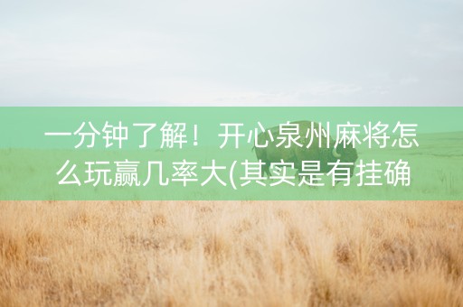 一分钟了解！开心泉州麻将怎么玩赢几率大(其实是有挂确实有挂)
