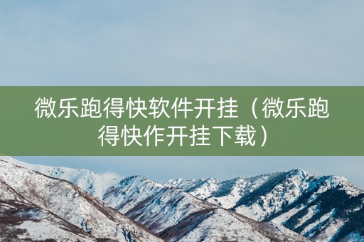 微乐跑得快软件开挂（微乐跑得快作开挂下载）