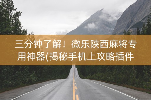 三分钟了解！微乐陕西麻将专用神器(揭秘手机上攻略插件)