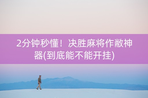 2分钟秒懂！决胜麻将作敝神器(到底能不能开挂)