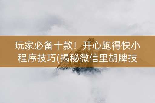 玩家必备十款！开心跑得快小程序技巧(揭秘微信里胡牌技巧)