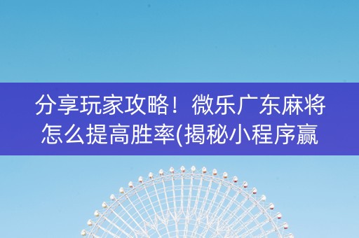 分享玩家攻略！微乐广东麻将怎么提高胜率(揭秘小程序赢的秘诀)
