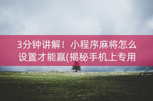 3分钟讲解！小程序麻将怎么设置才能赢(揭秘手机上专用神器)