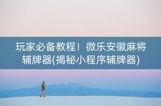 玩家必备教程！微乐安徽麻将辅牌器(揭秘小程序辅牌器)