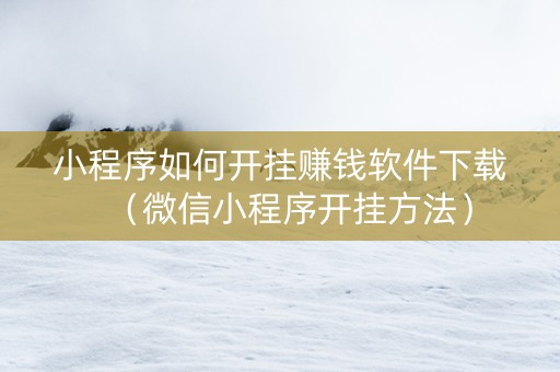 小程序如何开挂赚钱软件下载（微信小程序开挂方法）