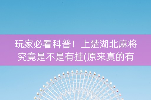 玩家必看科普！上楚湖北麻将究竟是不是有挂(原来真的有挂)