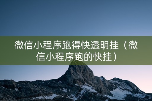 微信小程序跑得快透明挂（微信小程序跑的快挂）