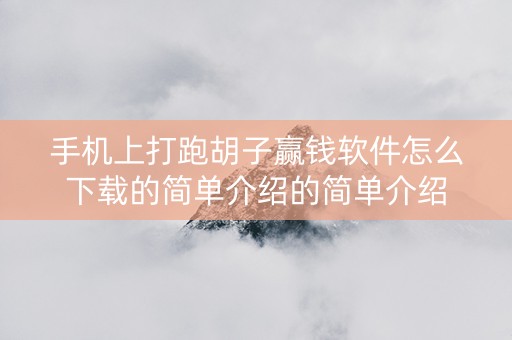 手机上打跑胡子赢钱软件怎么下载的简单介绍的简单介绍