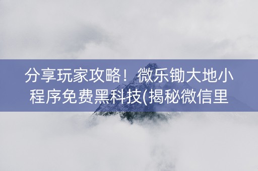 分享玩家攻略！微乐锄大地小程序免费黑科技(揭秘微信里必备神器)