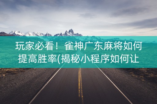 玩家必看！雀神广东麻将如何提高胜率(揭秘小程序如何让牌变好)