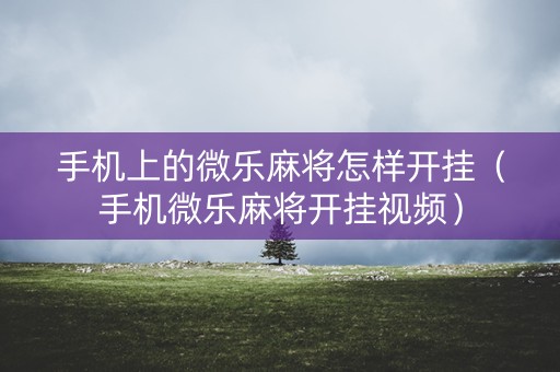 手机上的微乐麻将怎样开挂（手机微乐麻将开挂视频）