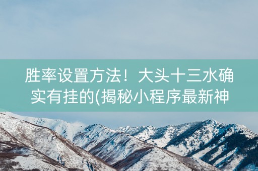 胜率设置方法！大头十三水确实有挂的(揭秘小程序最新神器下载)