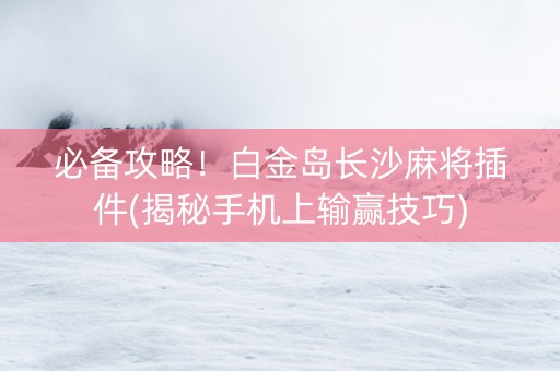 必备攻略！白金岛长沙麻将插件(揭秘手机上输赢技巧)