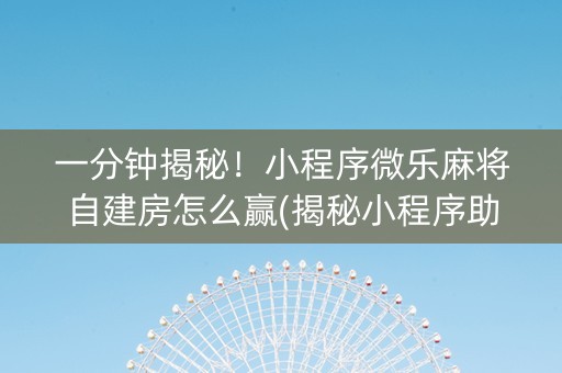 一分钟揭秘！小程序微乐麻将自建房怎么赢(揭秘小程序助赢神器)