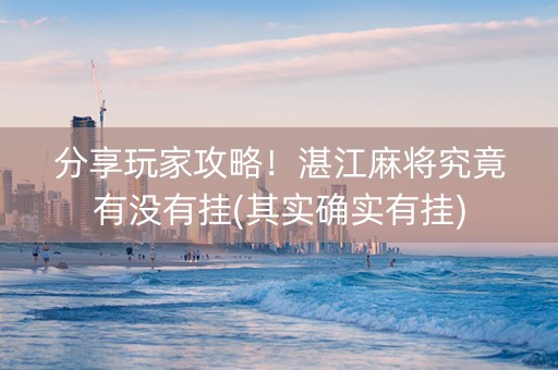 分享玩家攻略！湛江麻将究竟有没有挂(其实确实有挂)