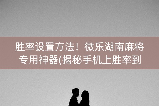 胜率设置方法！微乐湖南麻将专用神器(揭秘手机上胜率到哪调)