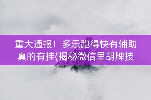 重大通报！多乐跑得快有辅助真的有挂(揭秘微信里胡牌技巧)