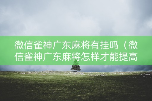 微信雀神广东麻将有挂吗（微信雀神广东麻将怎样才能提高胜率?）