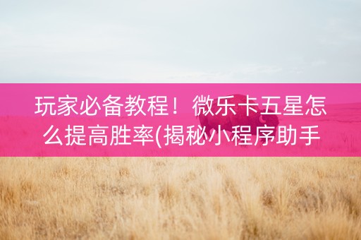 玩家必备教程！微乐卡五星怎么提高胜率(揭秘小程序助手软件)