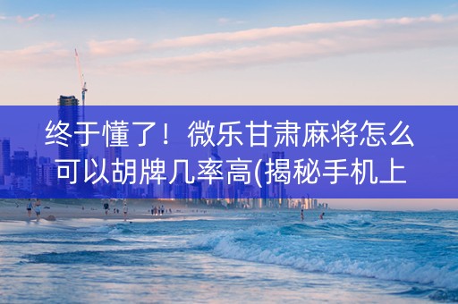 终于懂了！微乐甘肃麻将怎么可以胡牌几率高(揭秘手机上赢牌技巧)