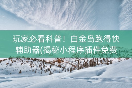 玩家必看科普！白金岛跑得快辅助器(揭秘小程序插件免费)
