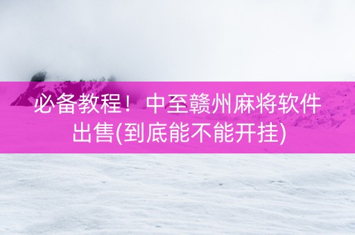 必备教程！中至赣州麻将软件出售(到底能不能开挂)