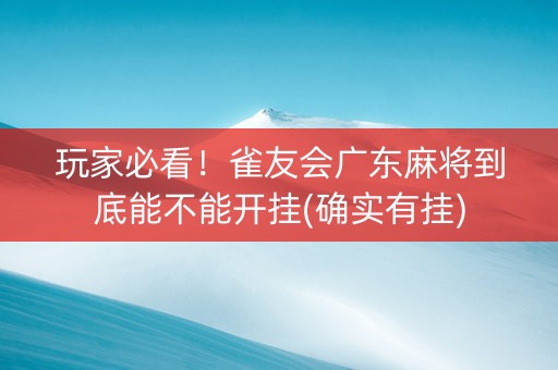 玩家必看！雀友会广东麻将到底能不能开挂(确实有挂)