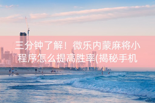 三分钟了解！微乐内蒙麻将小程序怎么提高胜率(揭秘手机上赢牌的技巧)