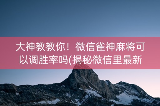 大神教教你！微信雀神麻将可以调胜率吗(揭秘微信里最新神器下载)