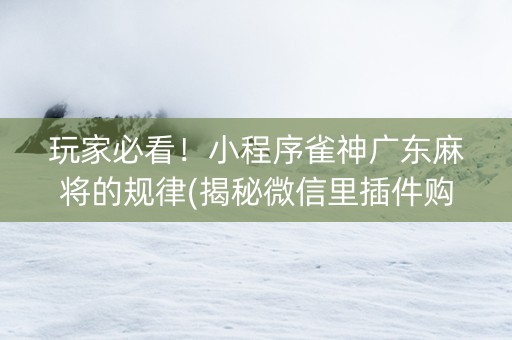 玩家必看！小程序雀神广东麻将的规律(揭秘微信里插件购买)