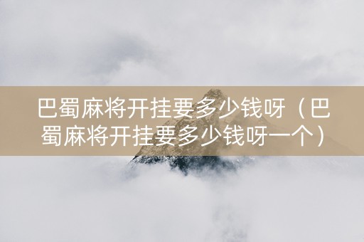 巴蜀麻将开挂要多少钱呀（巴蜀麻将开挂要多少钱呀一个）