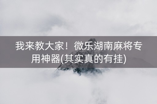 我来教大家！微乐湖南麻将专用神器(其实真的有挂)