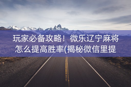 玩家必备攻略！微乐辽宁麻将怎么提高胜率(揭秘微信里提高胜率)