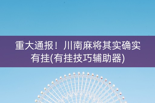 重大通报！川南麻将其实确实有挂(有挂技巧辅助器)