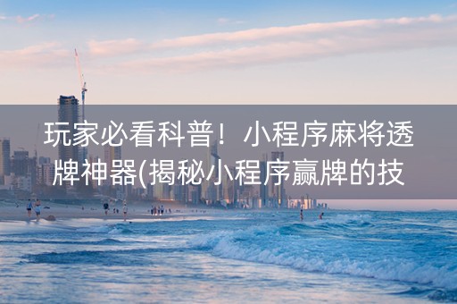 玩家必看科普！小程序麻将透牌神器(揭秘小程序赢牌的技巧)