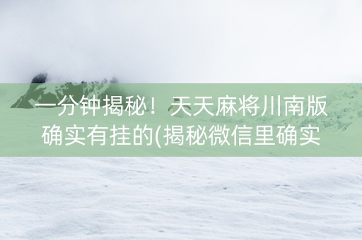 一分钟揭秘！天天麻将川南版确实有挂的(揭秘微信里确实有猫腻)