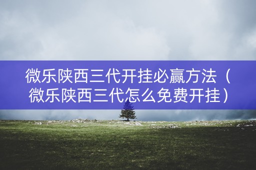 微乐陕西三代开挂必赢方法（微乐陕西三代怎么免费开挂）