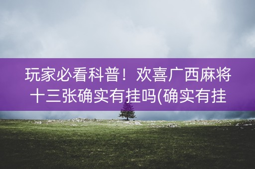 玩家必看科普！欢喜广西麻将十三张确实有挂吗(确实有挂吗)