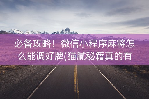 必备攻略！微信小程序麻将怎么能调好牌(猫腻秘籍真的有挂)