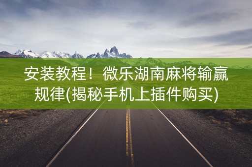 安装教程！微乐湖南麻将输赢规律(揭秘手机上插件购买)
