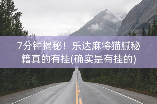 7分钟揭秘！乐达麻将猫腻秘籍真的有挂(确实是有挂的)