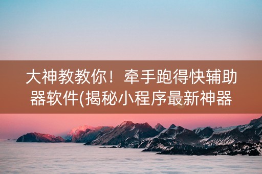 大神教教你！牵手跑得快辅助器软件(揭秘小程序最新神器下载)