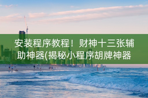 安装程序教程！财神十三张辅助神器(揭秘小程序胡牌神器)