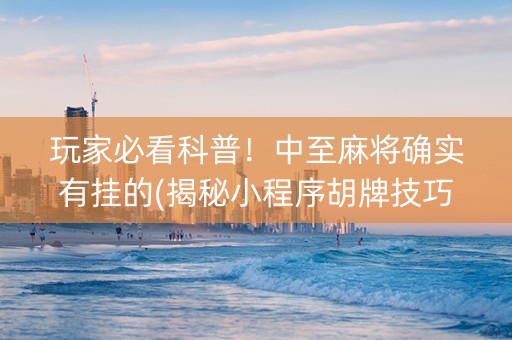 玩家必看科普！中至麻将确实有挂的(揭秘小程序胡牌技巧)