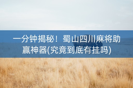 一分钟揭秘！蜀山四川麻将助赢神器(究竟到底有挂吗)