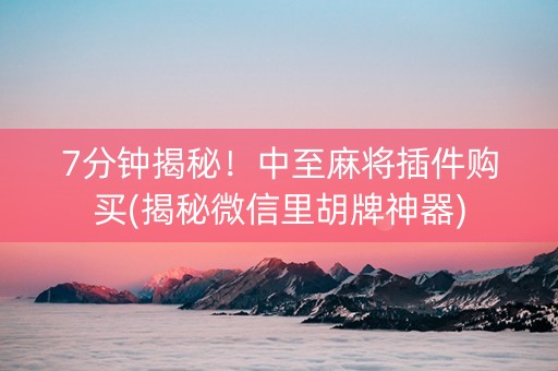 7分钟揭秘！中至麻将插件购买(揭秘微信里胡牌神器)